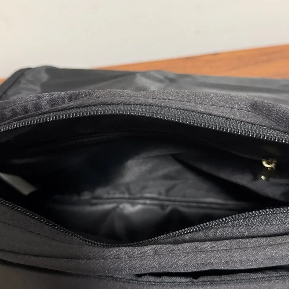 Carlos Falchi Sport Black Nylon Messenger Bag With Adjustable Strap/Gold Logo.